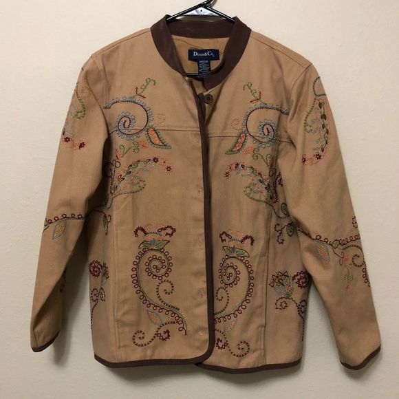 Jackets & Blazers - Denim&Co Embroidered Floral Jacket